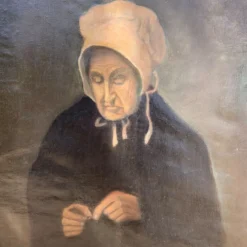 Portrait de dame signé "la tricoteuse"