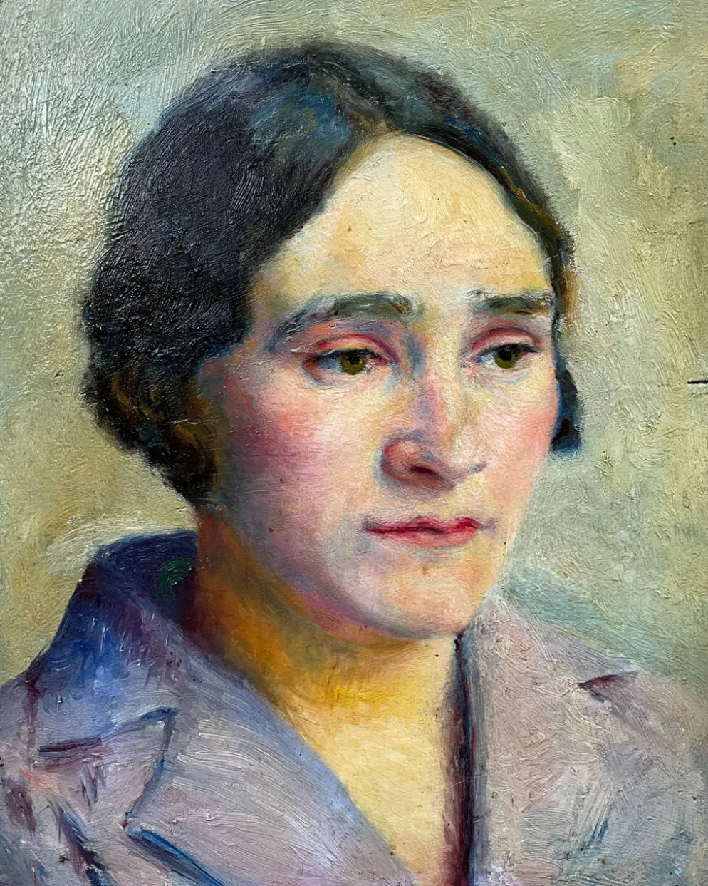 Portrait de femme moderniste, huile sur panneau, vers 1930