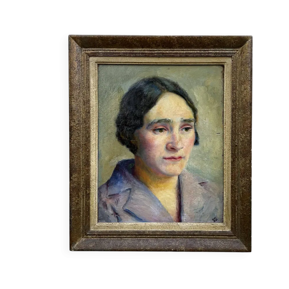 Portrait de femme moderniste, huile sur panneau, vers 1930