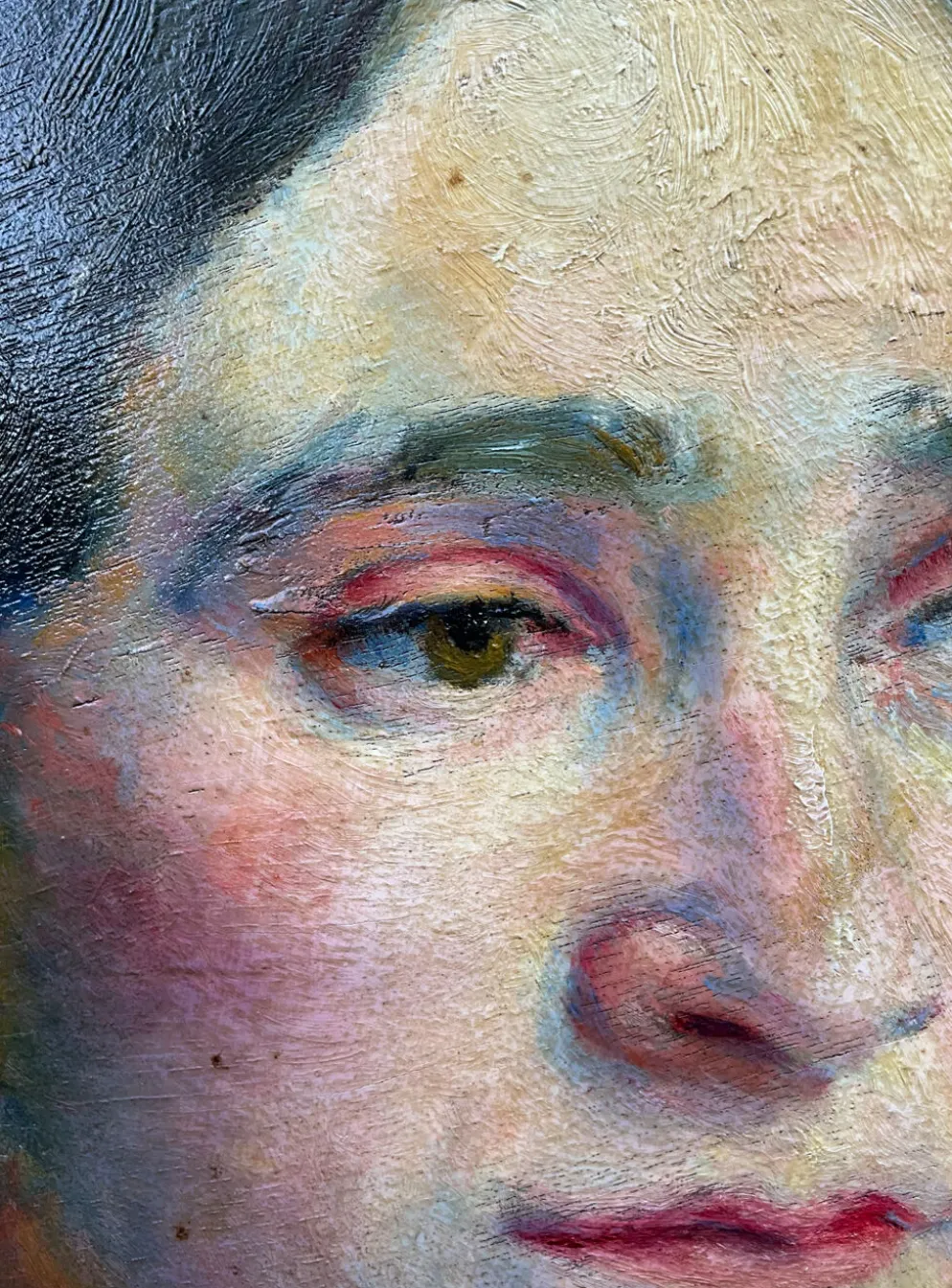 Portrait de femme moderniste, huile sur panneau, vers 1930