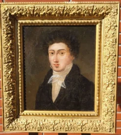 Portrait de jeune homme gentleman du 19e siècle antique