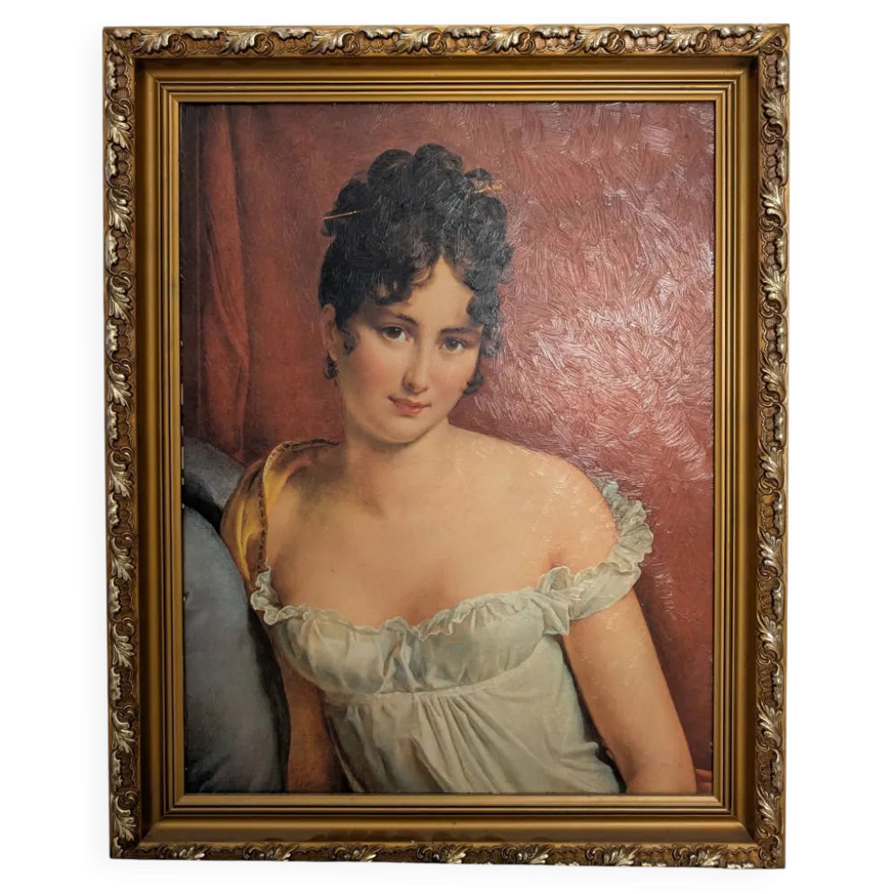 Portrait de Madame Récamier - reproduction François Gerard - cadre doré