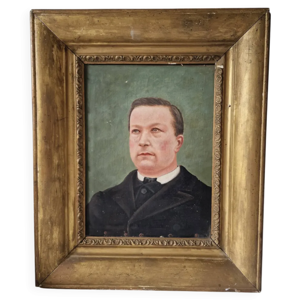 Portrait d'homme ancien cadre doré