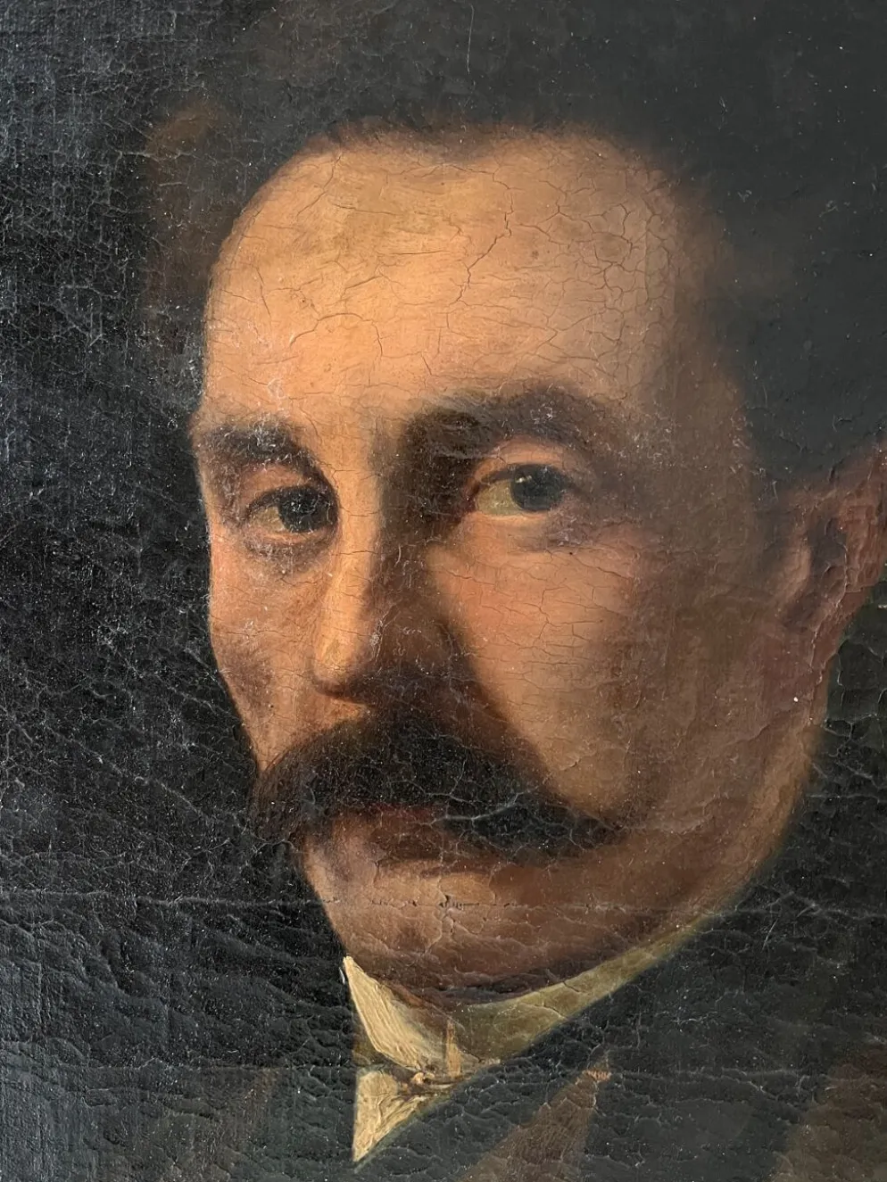 Portrait d'homme à l'huile sur toile XIXème, tableau ancien daté 1885