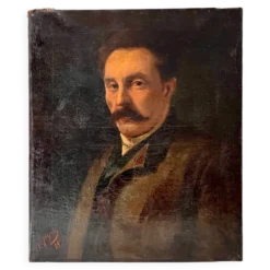 Portrait d'homme à l'huile sur toile XIXème, tableau ancien daté 1885
