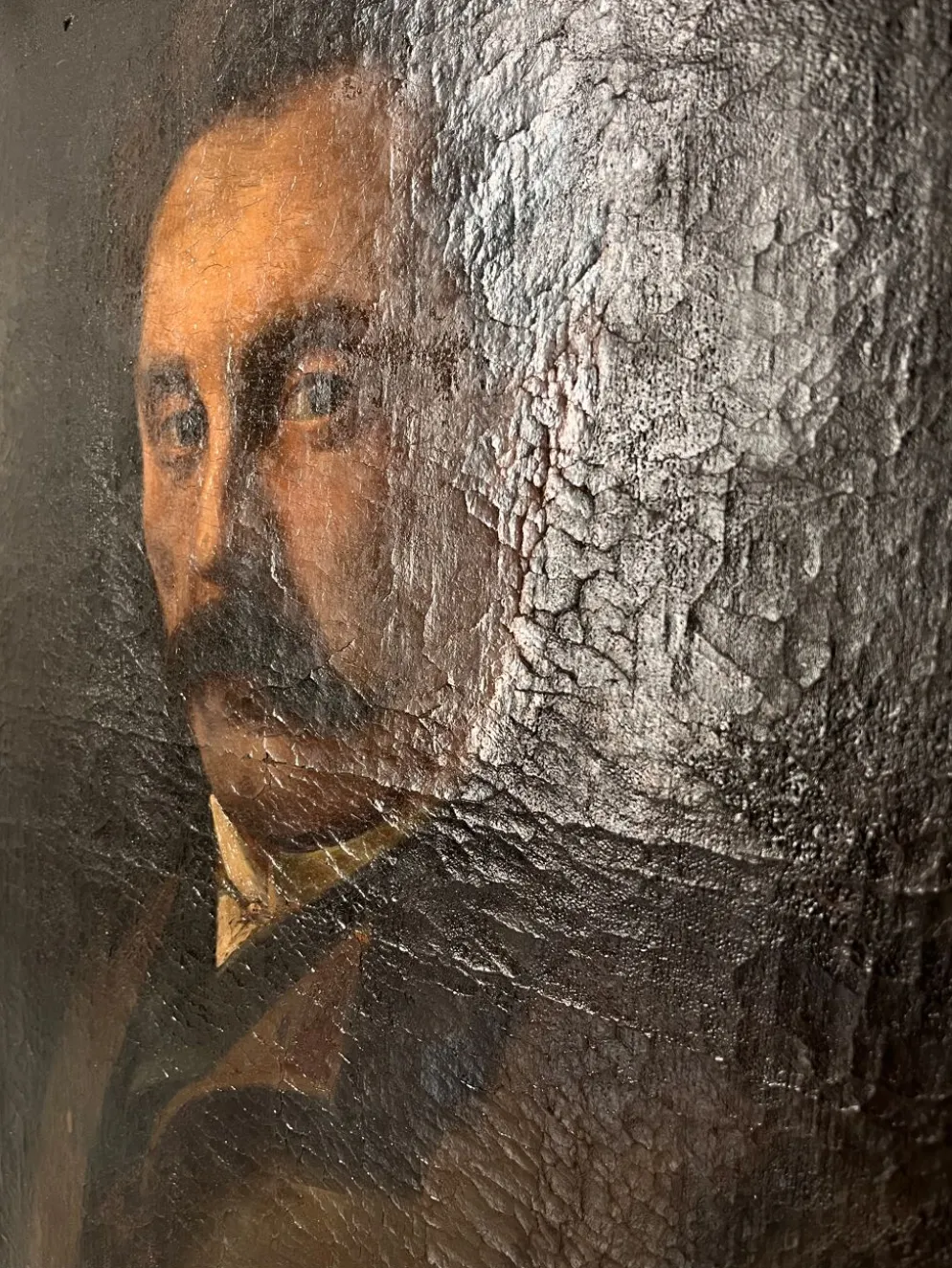 Portrait d'homme à l'huile sur toile XIXème, tableau ancien daté 1885