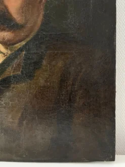 Portrait d'homme à l'huile sur toile XIXème, tableau ancien daté 1885