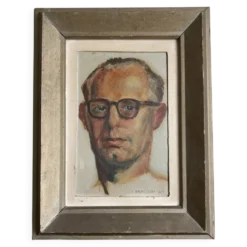 Portrait d'homme moderniste huile sur panneau 1947