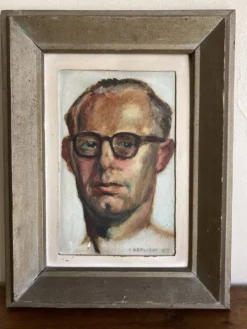 Portrait d'homme moderniste huile sur panneau 1947