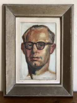 Portrait d'homme moderniste huile sur panneau 1947