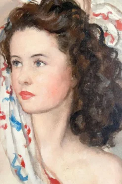 Portrait dénudé d’une jeune femme au foulard, Maurice Ehlinger, Circa 1940
