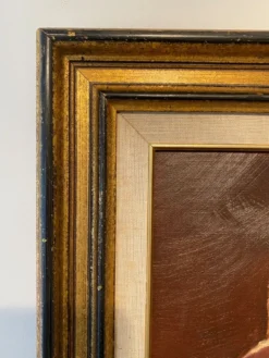 Portrait du garçon au chapeau de paille années 70/80, signé