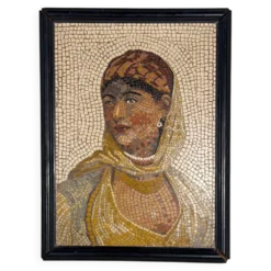 Portrait d’une dame en mosaïque de marbre dans le goût de l’antique, vers 1880