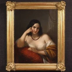 Portrait d'une dame signé N. Schiavoni et daté de 1842