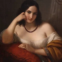 Portrait d'une dame signé N. Schiavoni et daté de 1842