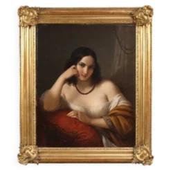 Portrait d'une dame signé N. Schiavoni et daté de 1842