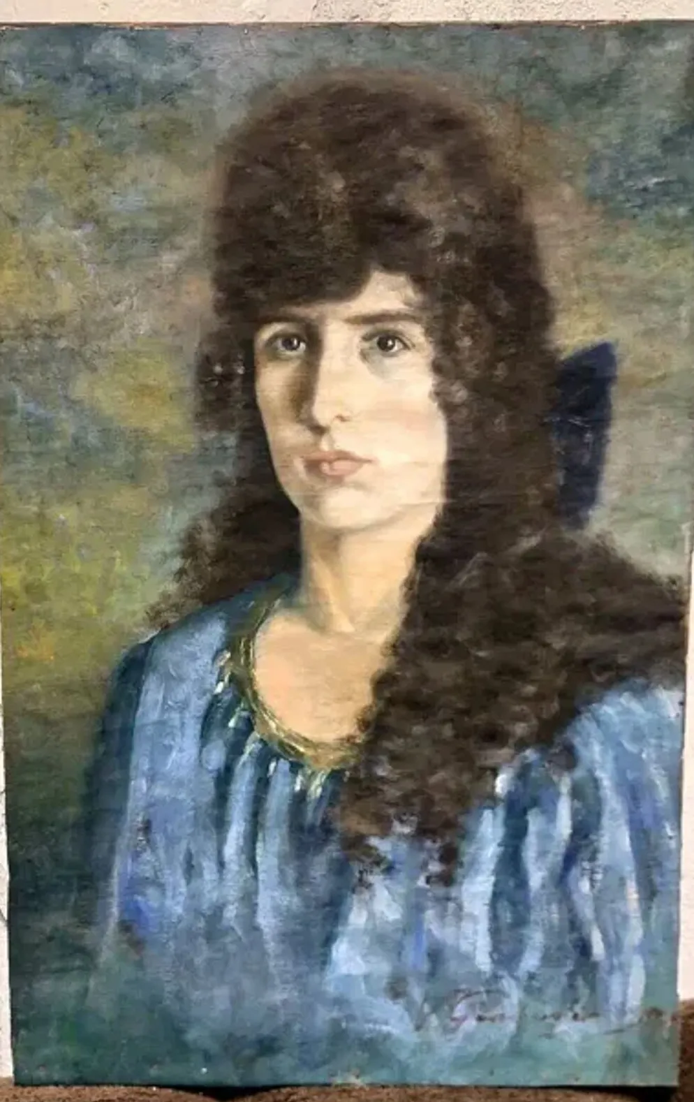 Portrait d'une femme sur toile, début du 20e siècle, signé