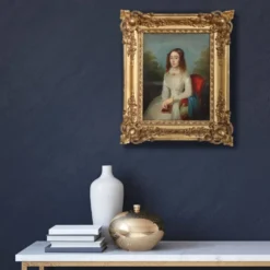 Portrait d'une jeune femme avec un livre, huile sur toile, Italie, 19e siècle