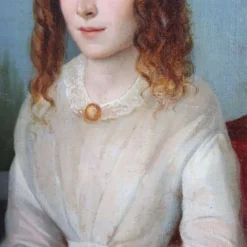 Portrait d'une jeune femme avec un livre, huile sur toile, Italie, 19e siècle