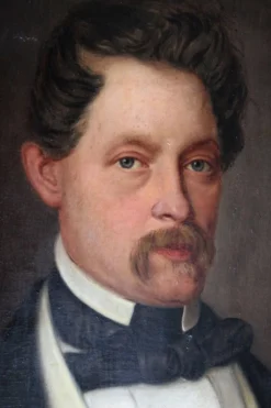 Portrait d'un gentleman élégant - Peinture à l'huile du XIXe siècle