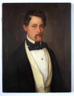 Portrait d'un gentleman élégant - Peinture à l'huile du XIXe siècle