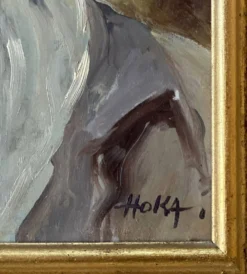 Portrait d'un vieil homme signé tableau vintage 1960