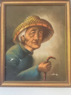 Portrait huile sur bois