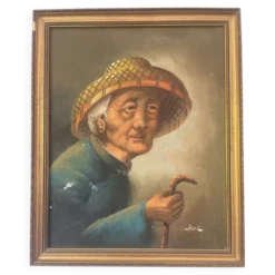 Portrait huile sur bois