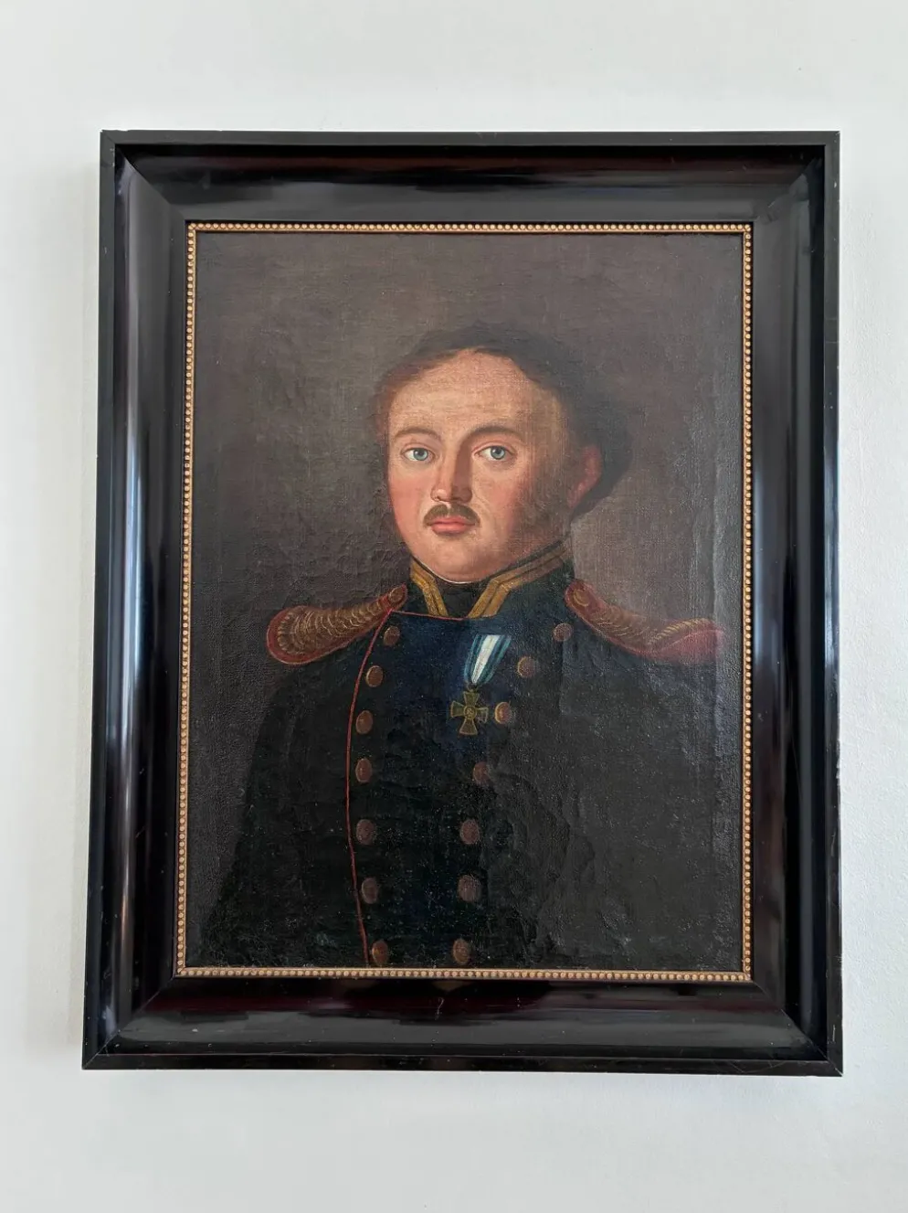 Portrait, peinture à l'huile antique d'un officier
