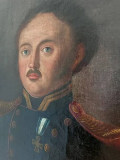 Portrait, peinture à l'huile antique d'un officier