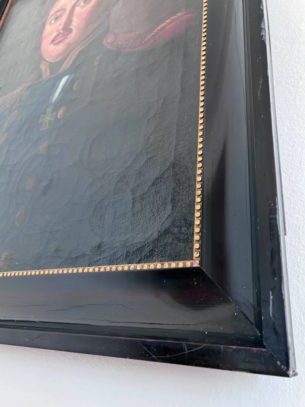 Portrait, peinture à l'huile antique d'un officier
