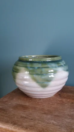 Pot de fleur, jardinière en terre cuite émaillée