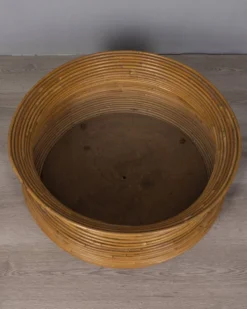 Pot de plante en bambou au design italien des années 1960 avec roues