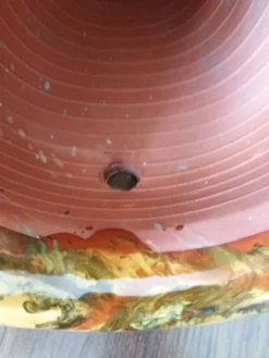 Pot jarre en terre cuite, jaspé, poterie provençale ou catalane à suspendre