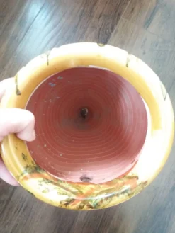 Pot jarre en terre cuite, jaspé, poterie provençale ou catalane à suspendre