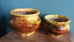 Pots de fleur, poterie provençale en terre cuite émaillée