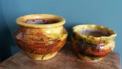 Pots de fleur, poterie provençale en terre cuite émaillée