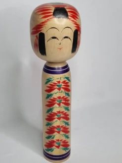 Poupée Kokeshi traditionnelle japonaise signée et numérotée, 31 cm, datée de 1964