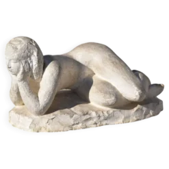 PRYAS, Femme nue allongée, sa tête reposant dans les mains (vers 1940)