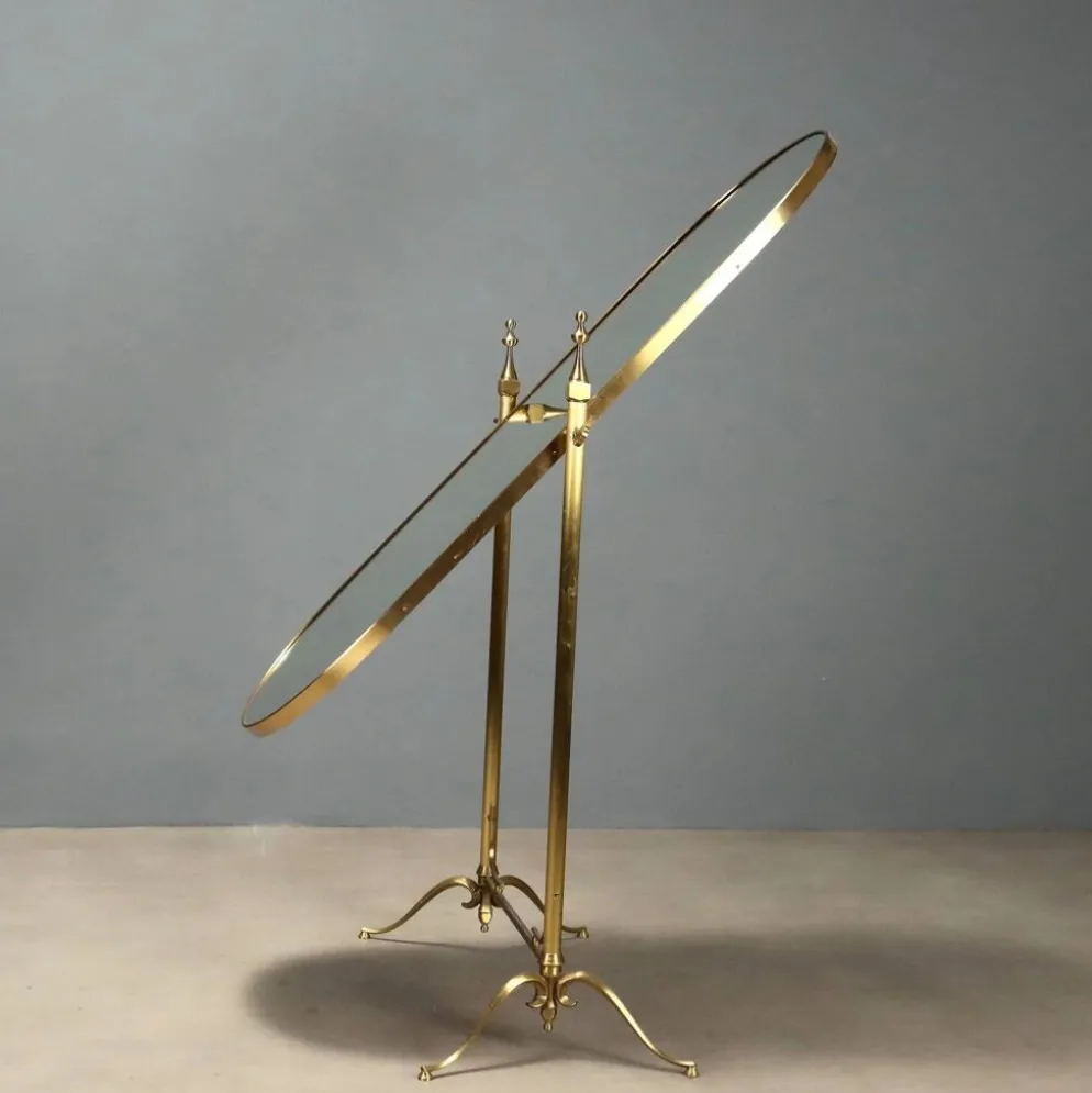 Psyché en laiton avec miroir inclinable
