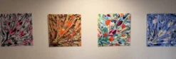 Quadriptyque de peintures abstraites florales au couteau JP Accault