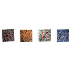 Quadriptyque de peintures abstraites florales au couteau JP Accault