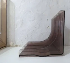 range-disques vinyle en plexi fumé design vintage 1970