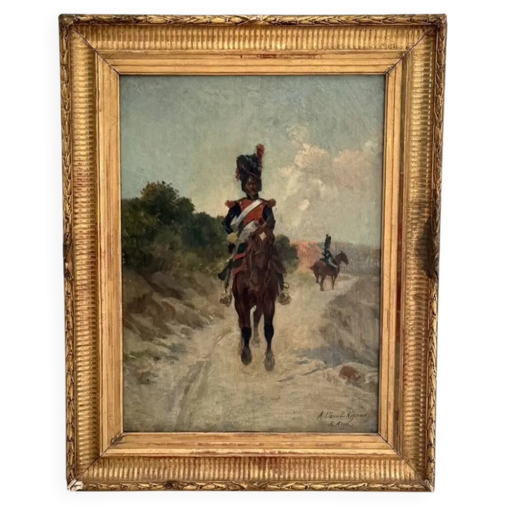 Raoul Arus (1848-1921) – Grenadier à cheval – Huile sur panneau – XIXe