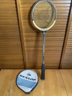 Raquette badminton ancienne dunlop bois + housse sport vintage #e240