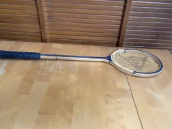 Raquette badminton ancienne dunlop bois + housse sport vintage #e240