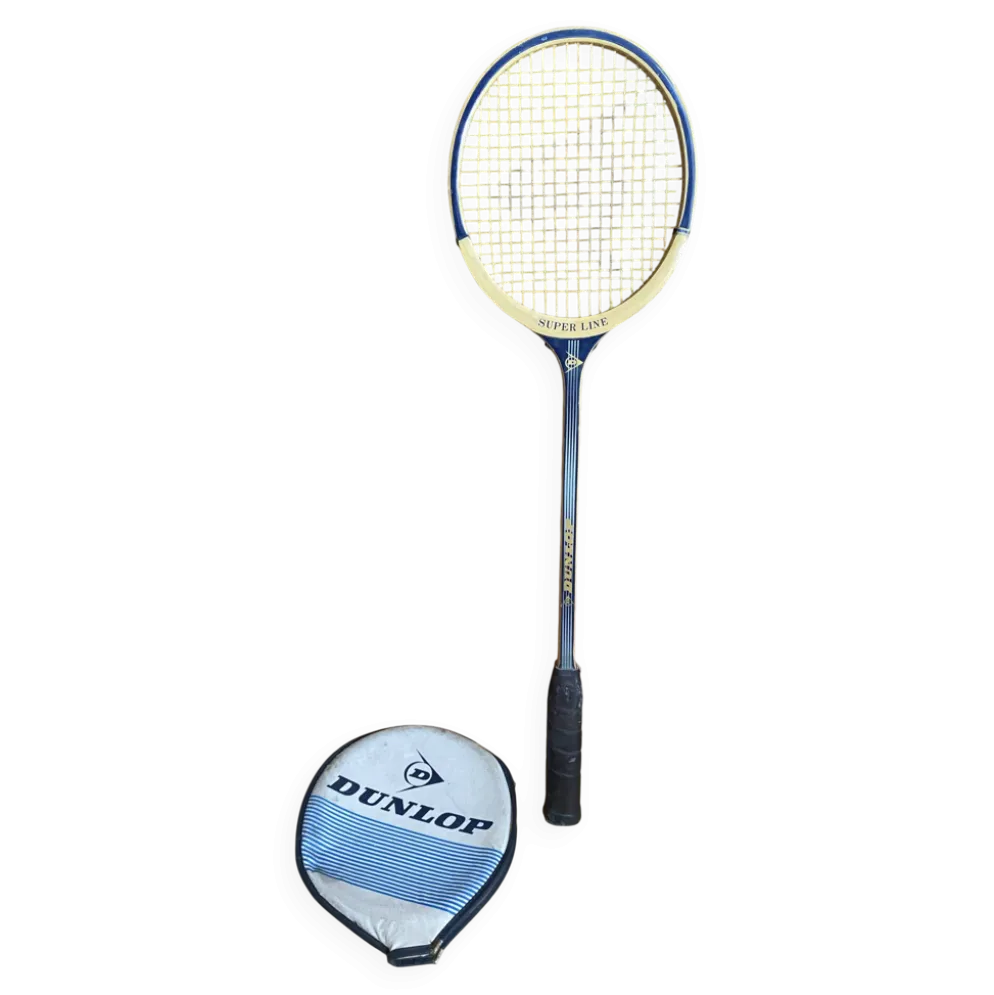 Raquette badminton ancienne dunlop bois + housse sport vintage #e240