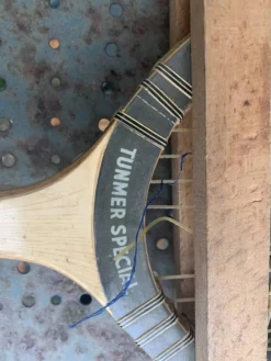 Raquette de tennis en bois tunmer spécial, protège tamis cadre en bois vintage et collector