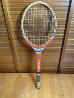 Raquette Tennis Ancienne ADIDAS Cadet Bois + Housse Sport Vintage #E24