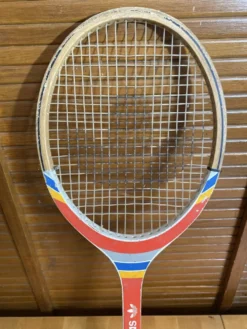Raquette Tennis Ancienne ADIDAS Cadet Bois + Housse Sport Vintage #E24